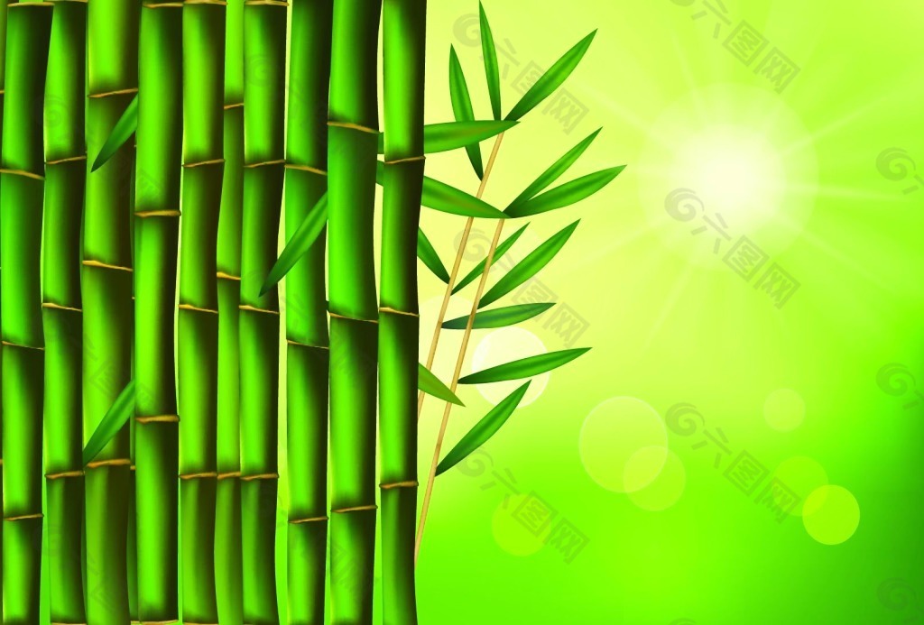 绿色手绘竹子竹叶矢量源文件下载