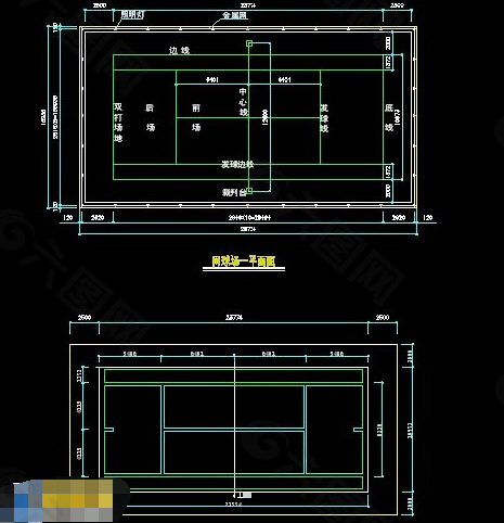网球场cad平面图