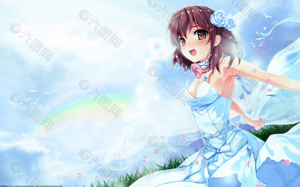 可爱卡通少女背景壁纸下载