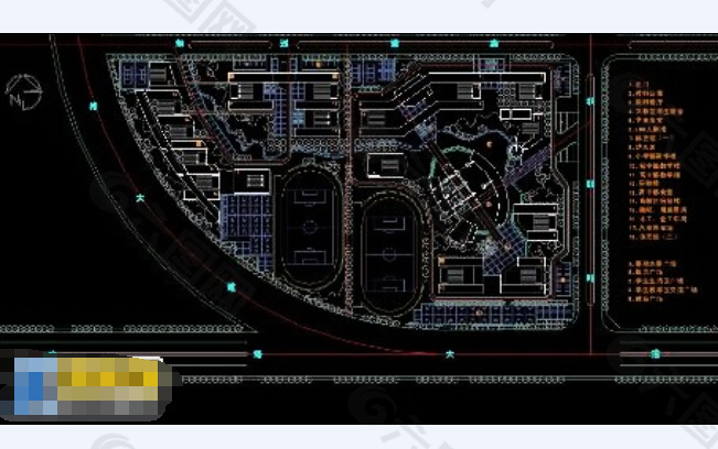 某学校公共建筑设计cad总平面施工图