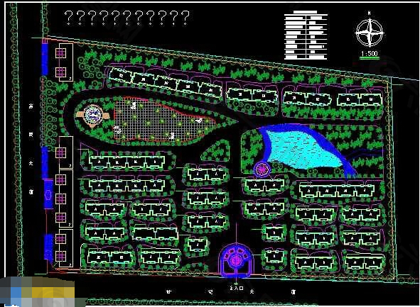 居住小区cad总平面规划图纸