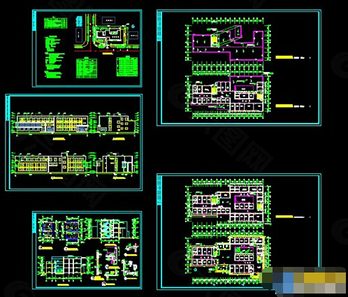 三层医院楼门诊楼cad施工设计图纸