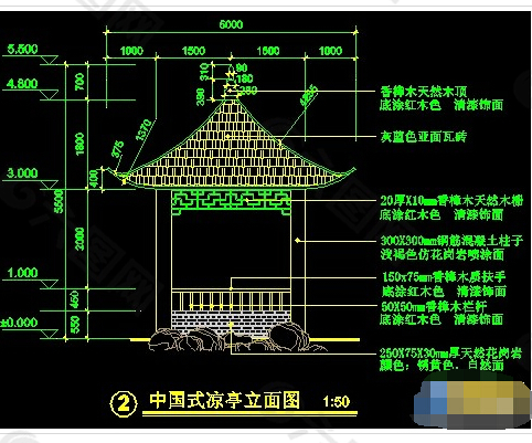 中国式凉亭详细cad施工图