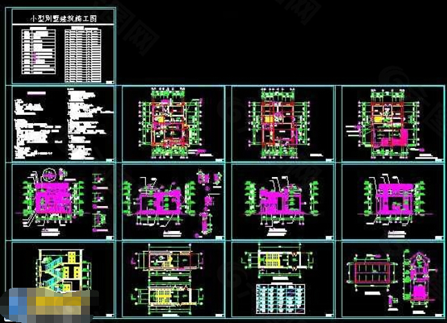 别墅施工设计cad套图下载