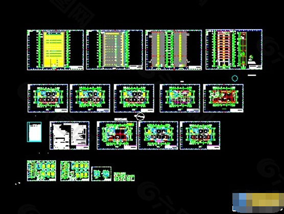 框架型11层办公楼全套cad施工建筑图纸