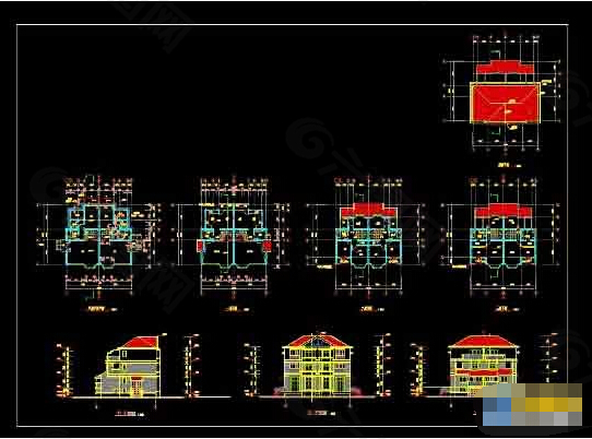 某住宅花园联体别墅cad施工图纸