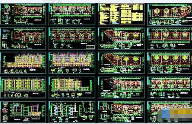 完整经典底框商住一体建筑cad施工图