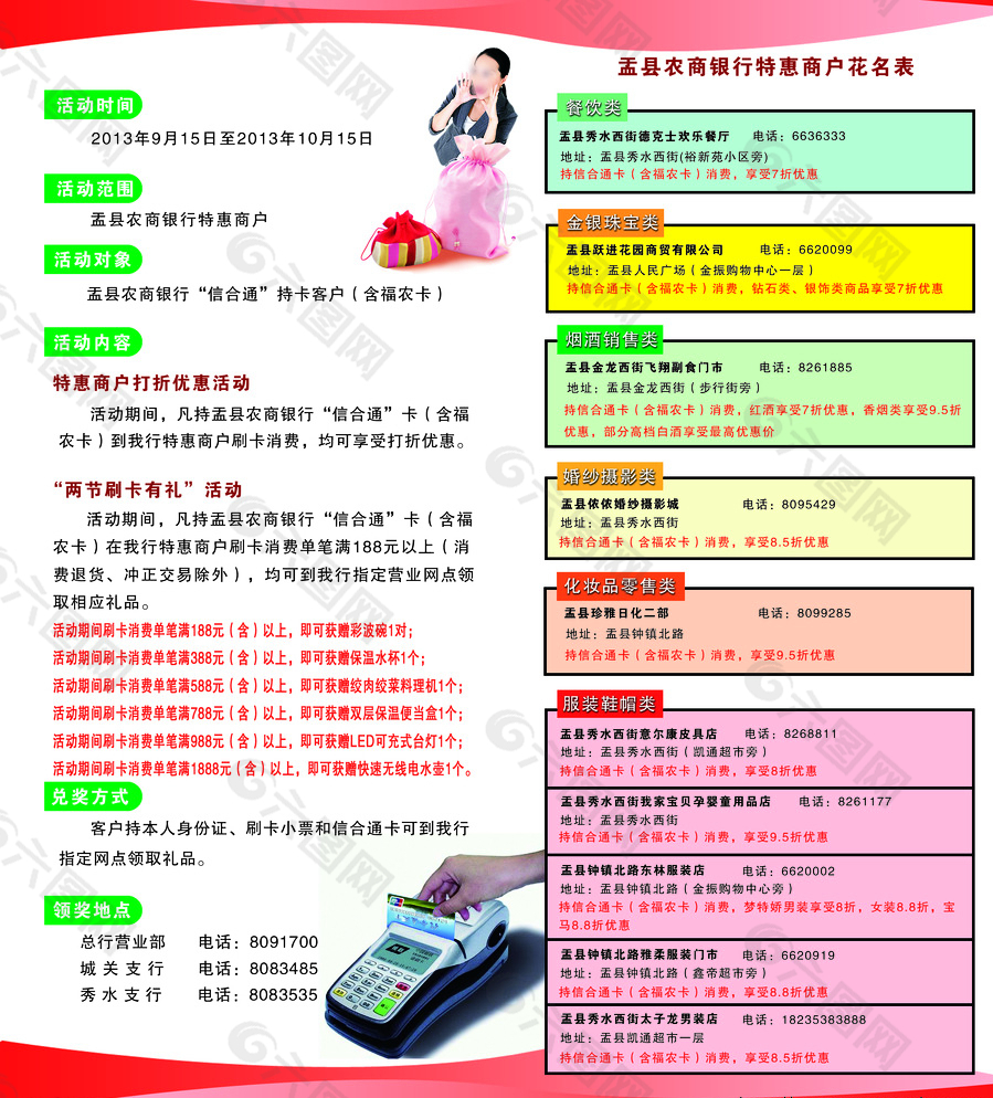 盂县农商银行银行卡宣传单图片