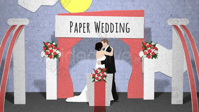 剪纸风格婚礼模板