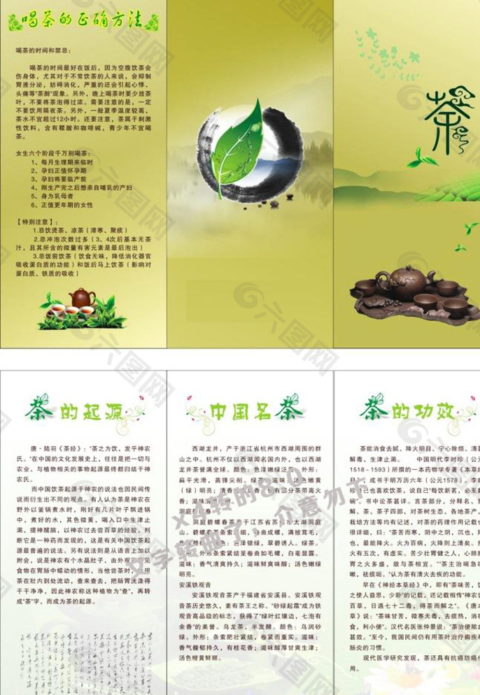 茶三折页图片