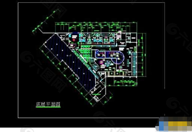 大型桑拿浴场建筑设计cad施工图