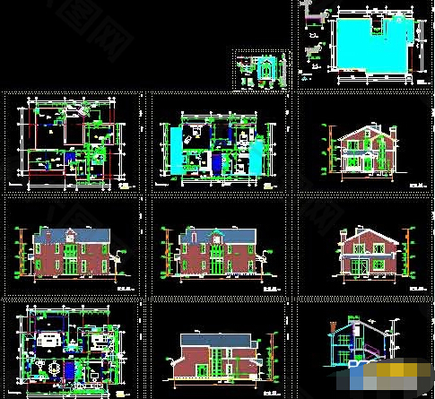 帝豪花园二层别墅cad全套施工图纸