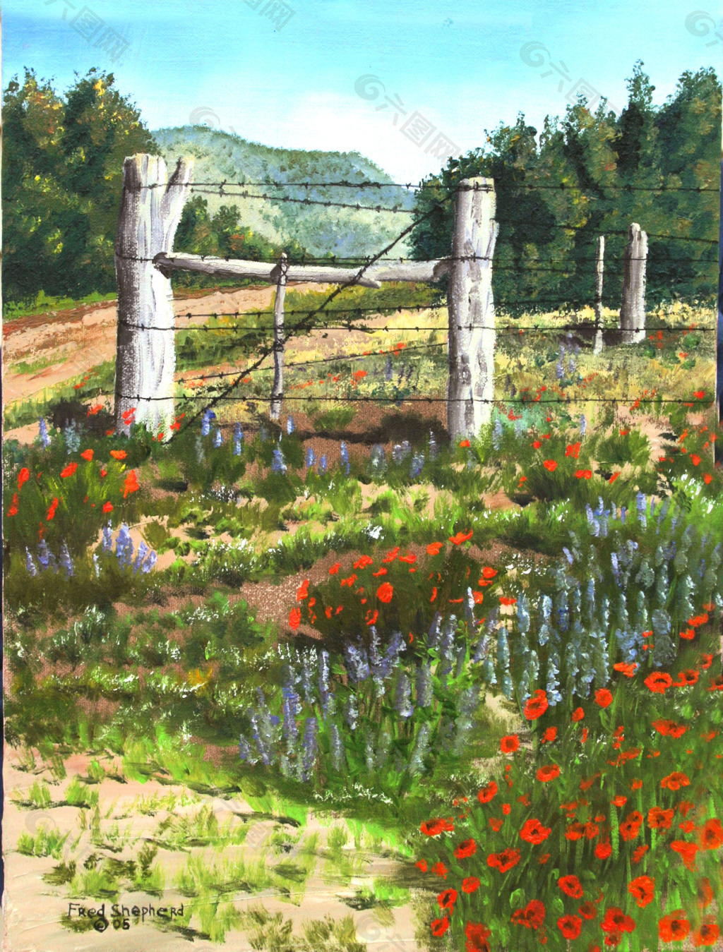 乡村风景的油画