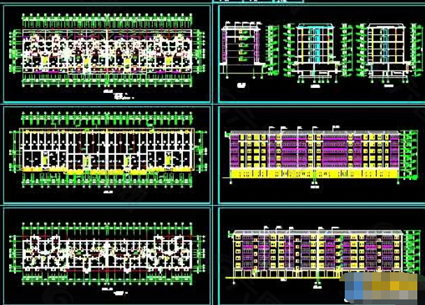 2栋多层住宅楼建筑设计cad施工方案图