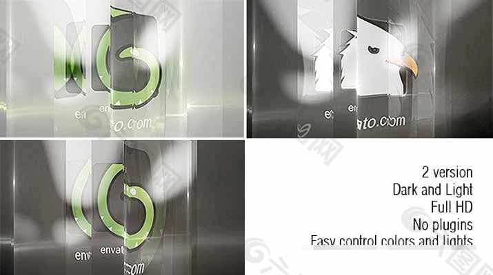 玻璃褶纹Logo演绎动画AE模板