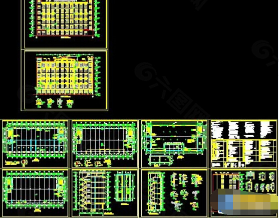 6层厂房建筑cad设计图纸全套
