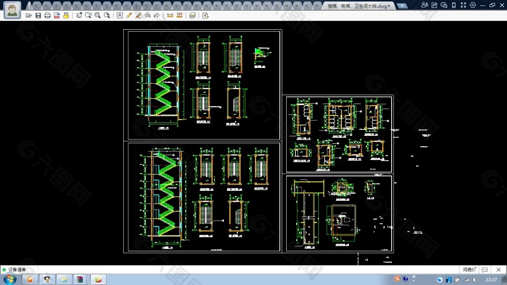 某CAD楼梯、电梯、卫生间大样图纸