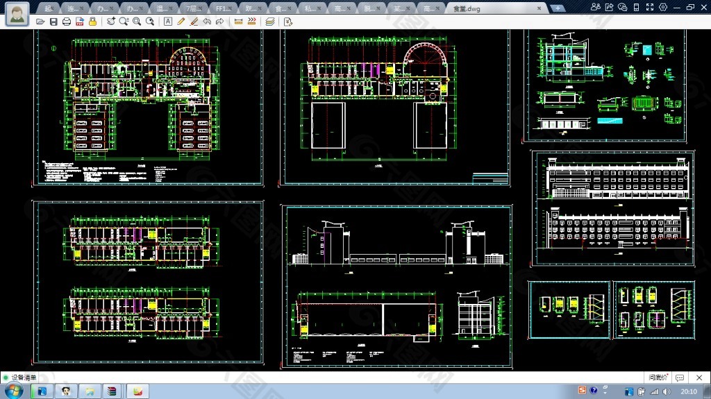 高校大型食堂全套cad建筑施工图纸