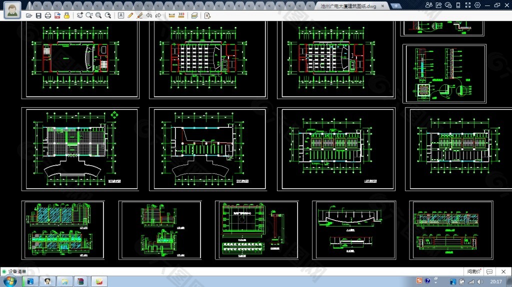 某市广电大厦全套cad建筑图纸