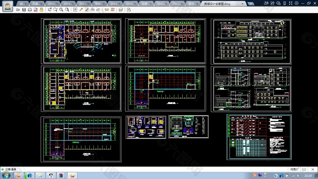宾馆全套CAD建筑设计施工图纸dwg