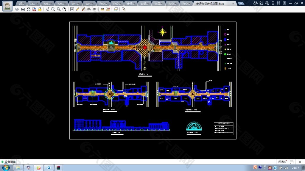 北京某步行街设计规划CAD方案图纸