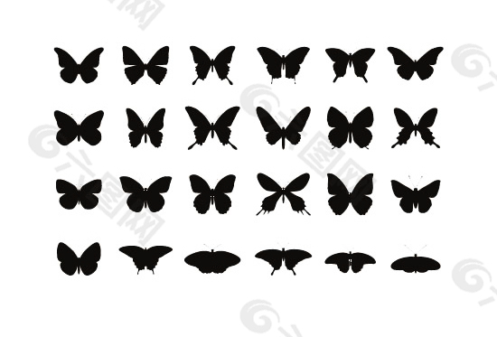 蝴蝶剪影矢量图
