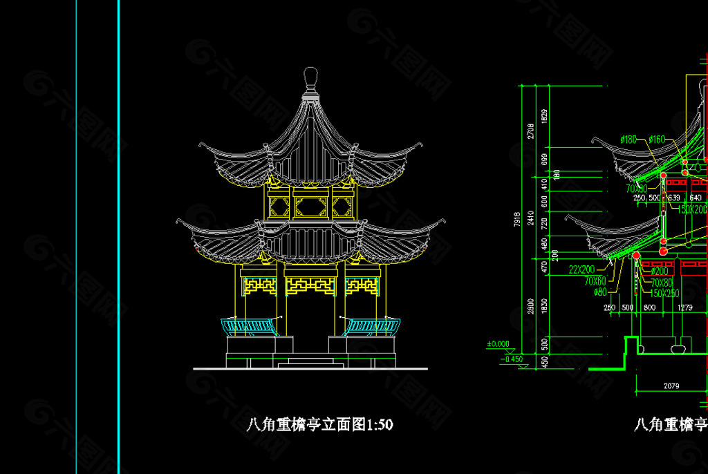 南方八角亭图片