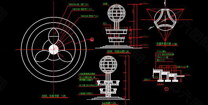 球状花坛设计图纸