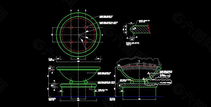 花坛圆形精美设计图纸