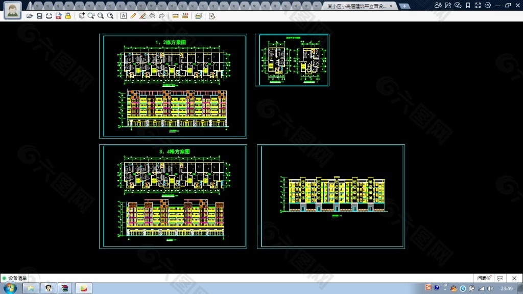 某小区小高层建筑平立面设计cad方案