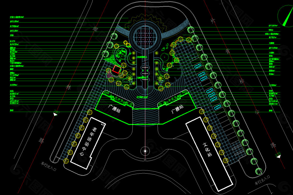 某政府廣場綠化平面圖圖片