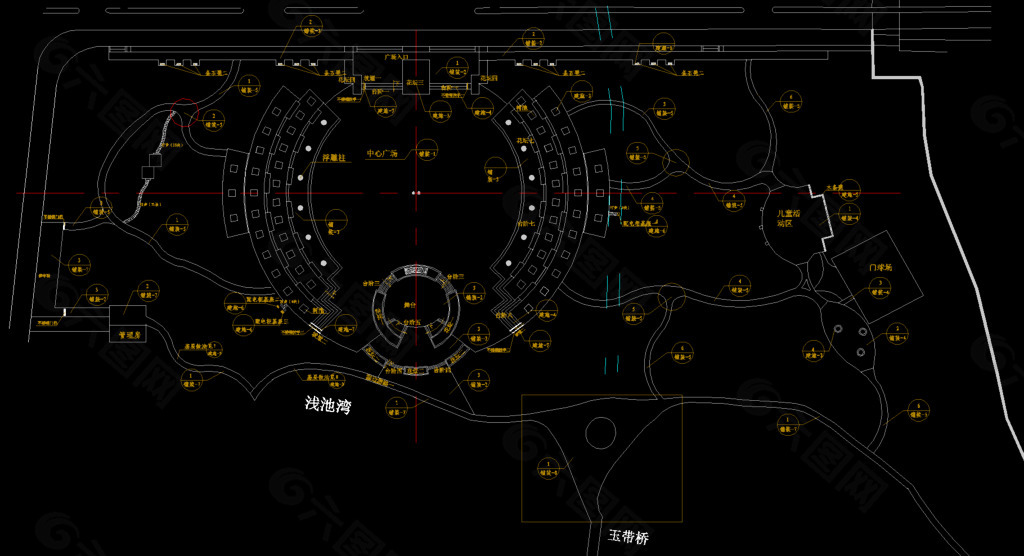 公园景观 总平面索引图图片