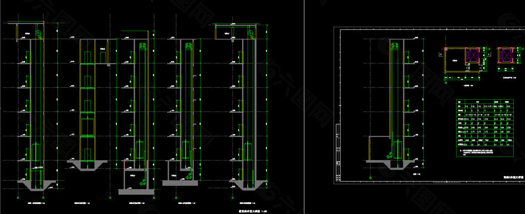 客货梯井道大样图图片