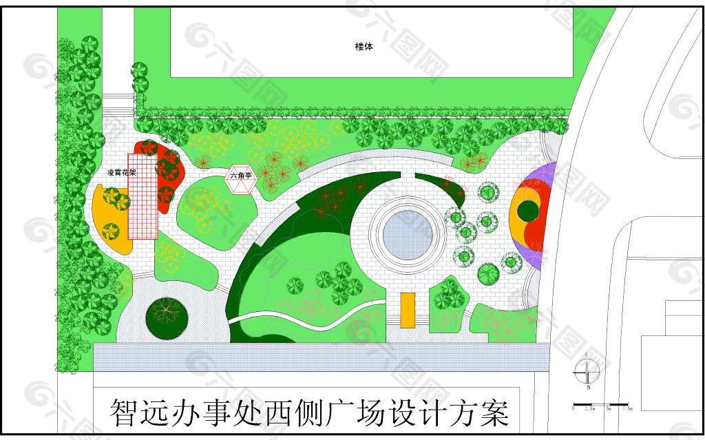 小广场公园彩色平面规划图