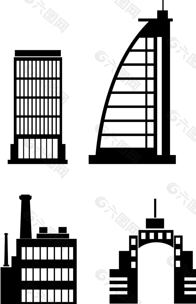 矢量 楼房剪影图片