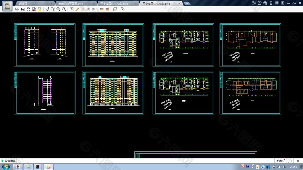 两个小高层住宅楼CAD方案图纸