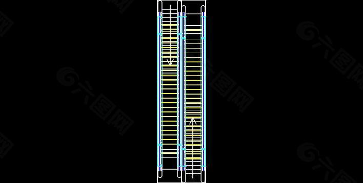 双排精致自动扶梯cad模型