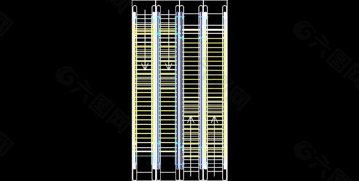四排自动扶梯cad模型