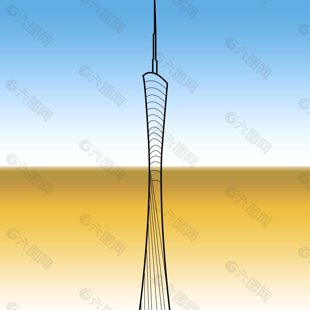 线条广州塔图片