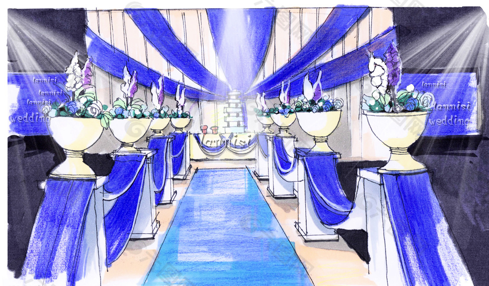 婚礼手绘宴会厅表现——兰尼斯图片
