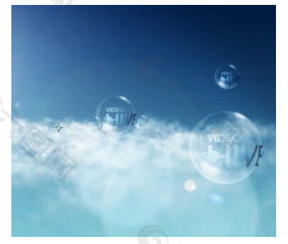 云端上的气泡展示LOGO效果模板