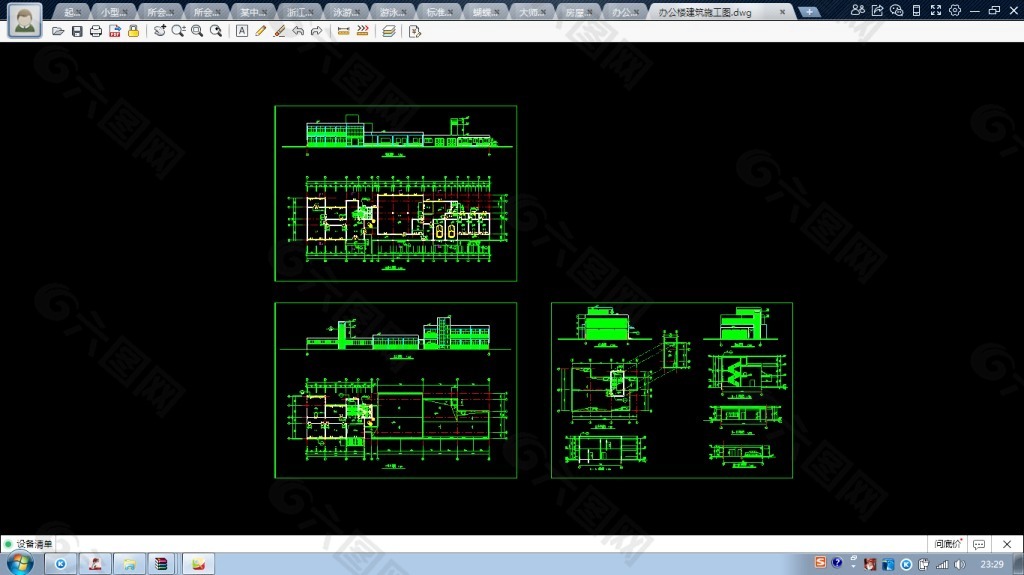 南方某办公楼建筑CAD设计施工图纸2