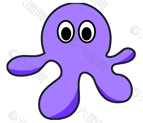 紫色可爱章鱼卡通形象矢量图