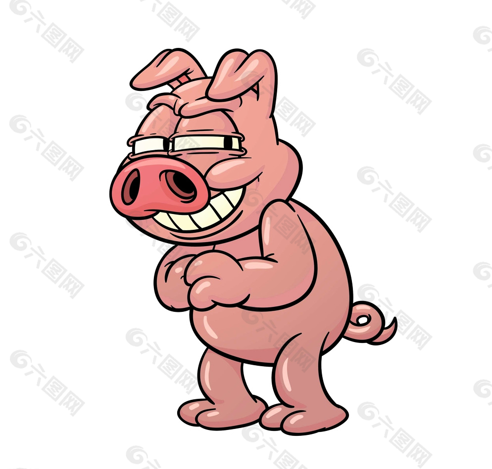 猪动画矢量图图片