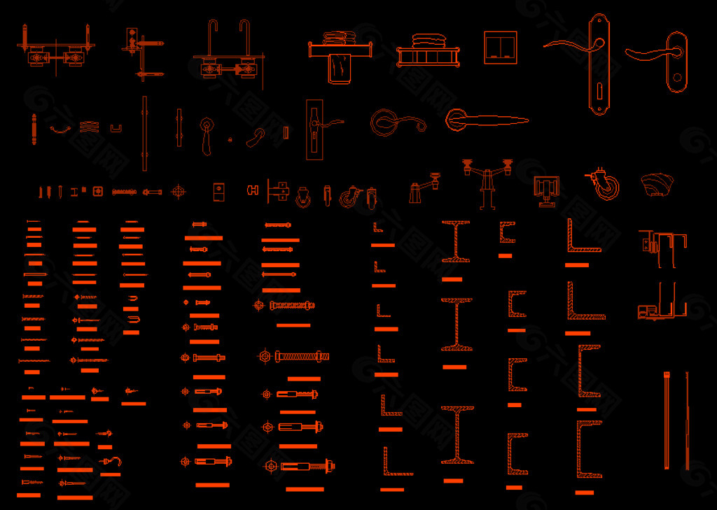 CAD五金构件模块图片