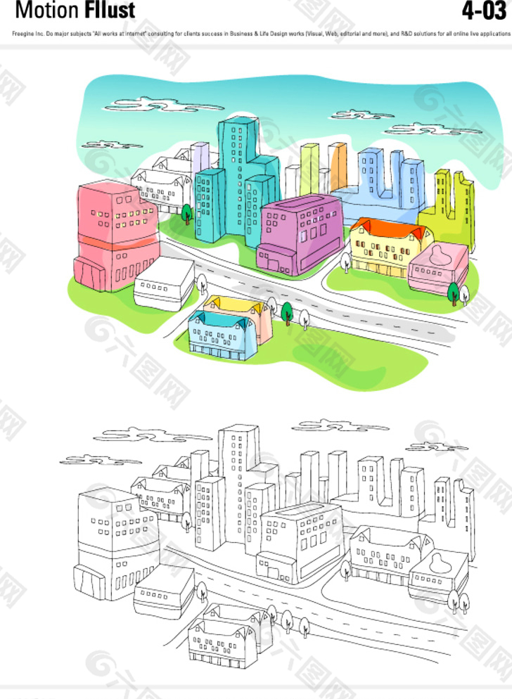 城市矢量插画图片