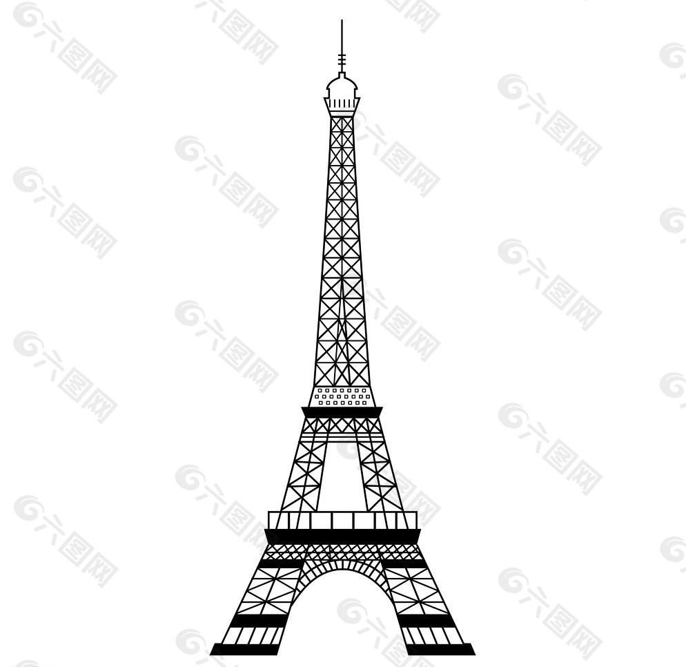 巴黎铁塔手绘简笔图片