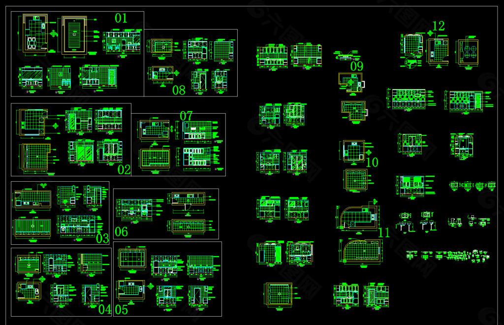 12套最新厨房橱柜图纸图片