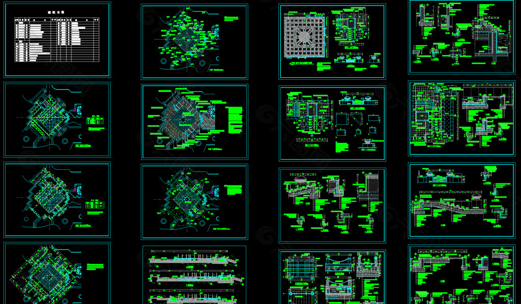 公园广场 旱喷广场施工图图片