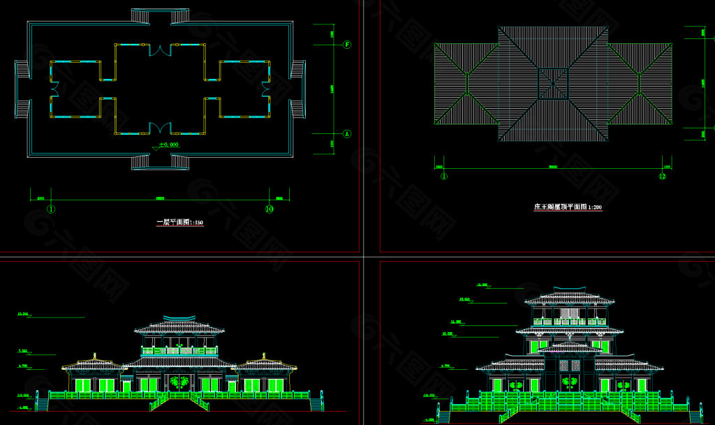 公园广场 汉代庄王阁建筑方案图图片